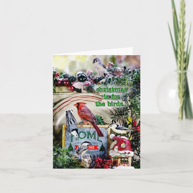 O Natal é para o pequeno cartão de Natal Birds. (Frente)