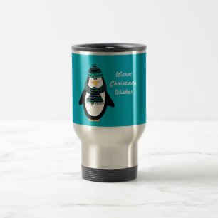O Natal morno deseja a caneca de viagem do pinguim