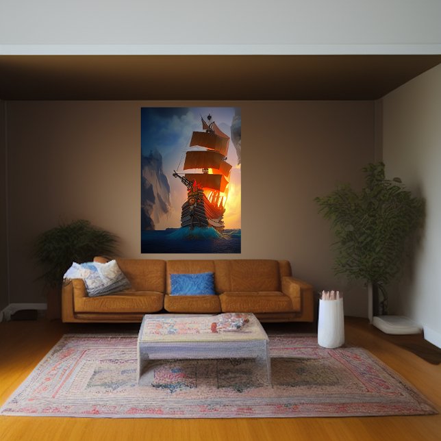 O navio pirata no mar | AI Art Poster (Criador carregado)