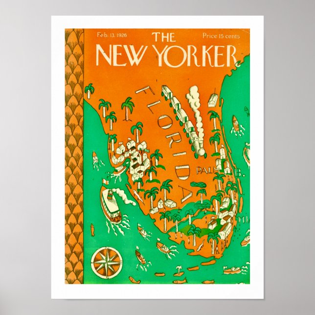 O New Yorker - Flórida 12x16 Impressão (Frente)
