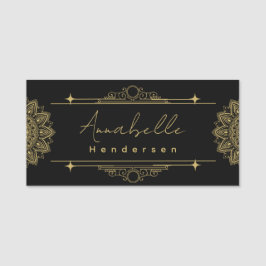 O Nome de etiqueta Elegante Dourado e Negro