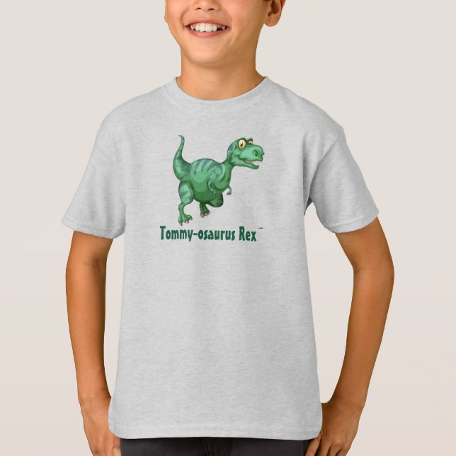 O nome do seu filho Dinossauro Crianças Camiseta T (Frente)