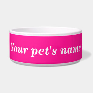 O Nome do Seu Pet com Fundo Rosa na Tigela de Pet
