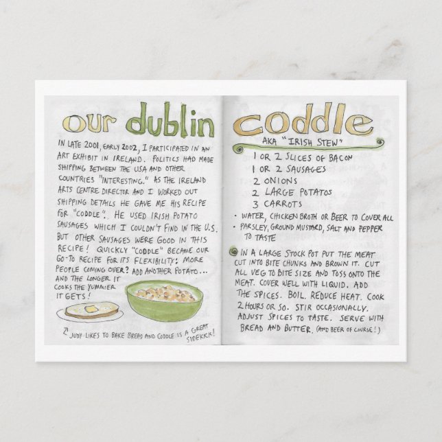 O nosso cartão postal da receita de Dublin Coddle (Frente)