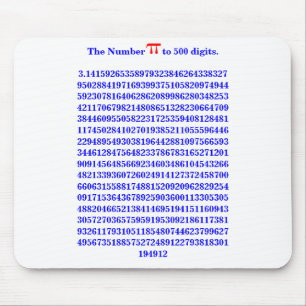 O número PI a 500 dígitos.3.14159... Mousepad