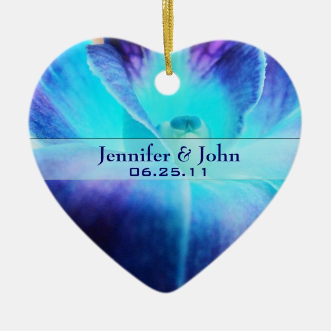 O ornamento do casamento da orquídea azul (Frente)