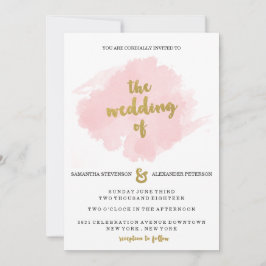 O ouro e cora convite do casamento