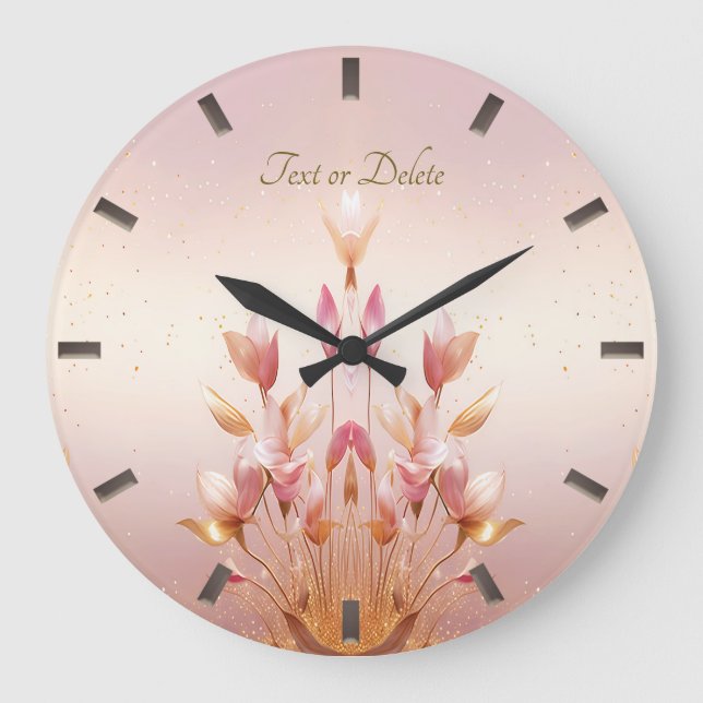 O Ouro rosa deixa um relógio de parede floral (Frente)