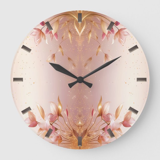 O Ouro rosa deixa um relógio de parede floral (Frente)