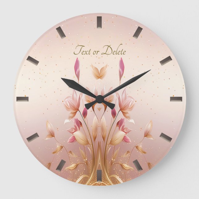O Ouro rosa deixa um relógio de parede floral (Frente)