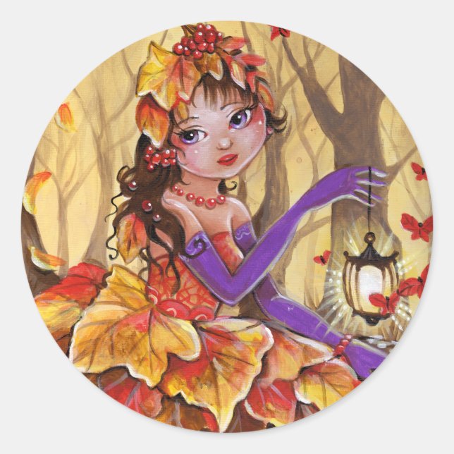 O outono chegou - etiqueta redonda (Frente)