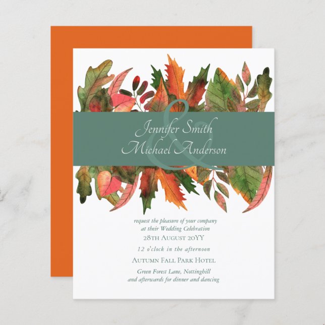 O outono de outono do ORÇAMENTO deixa Convites de  (Frente/Verso)