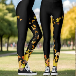 O outono do outono deixa as meninas LEGGINGS