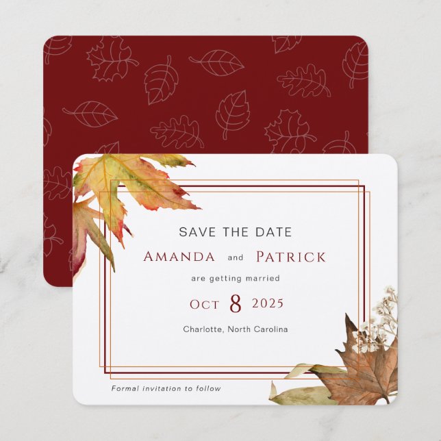 O outono moderno deixa elegante, exceto a data (Frente/Verso)