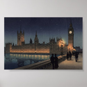 O Palácio de Westminster Impressão em Xilogravura 