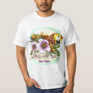O papagaio relaxa o t-shirt