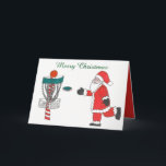 O papai noel causa o jogo do cartão de Natal do<br><div class="desc">Acima para da venda é o Papai Noel que joga o cartão de Natal do golfe do disco. Personalize-o como você gosta.</div>