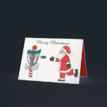 O papai noel causa o jogo do cartão de Natal do<br><div class="desc">Acima para da venda é o Papai Noel que joga o cartão de Natal do golfe do disco. Personalize-o como você gosta.</div>