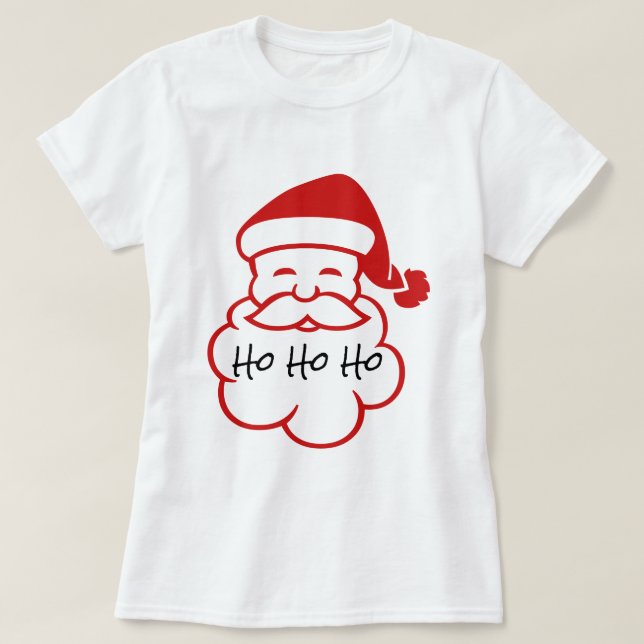 O papai noel enfrenta Ho Ho Ho o t-shirt branco (Frente do Design)