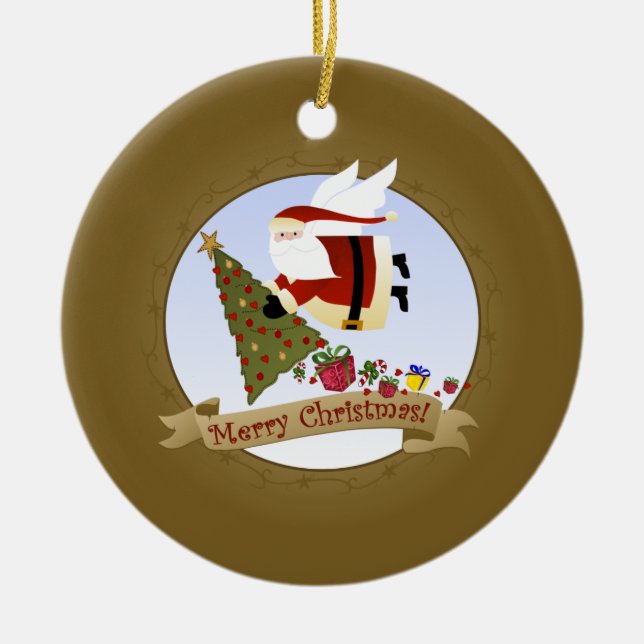 O papai noel entrega enfeites de natal de | (Frente)