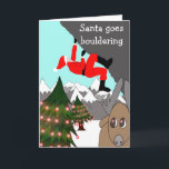 O papai noel vai bouldering o cartão de Natal<br><div class="desc">Excite seus amigos do montanhista com este cartão de Natal que caracteriza o papai noel que escala uma cara da rocha enquanto olhado por uma rena e o texto "papai noel vai bouldering" e um cumprimento festivo customizável para dentro, arte e design por direitos reservados Climbergoop dos VAGABUNDOS de J.M.Tellam...</div>