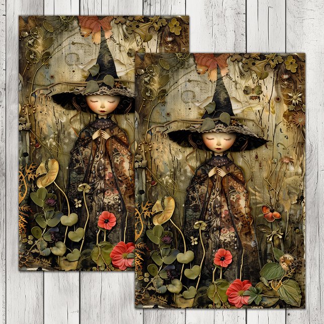 O PAPEL DE TECIDO MAIS PEQUENO DE MASSA FLORESTAL (THE LITTLEST FOREST WITCH DECOUPAGE TISSUE PAPER)