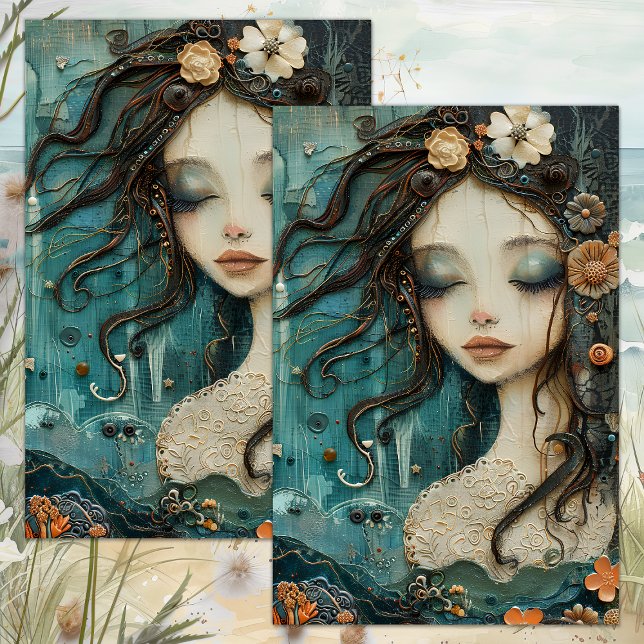 O PAPEL DE TECIDOS DE DECOPÁGIO DE MERMAID (THE LITTLE MERMAID DECOUPAGE TISSUE PAPER)