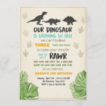 O partido do dinossauro do convite do aniversário