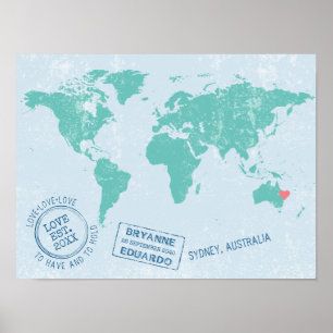 O passaporte carimba o poster da assinatura do