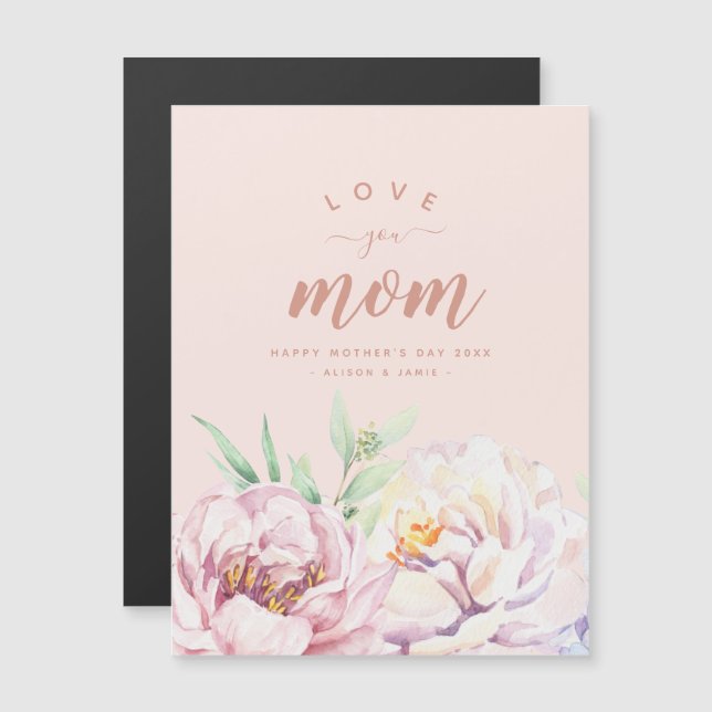 O Pastel Florals Te Ama O Cartão Mínimo De Magnet  (Frente/Verso)