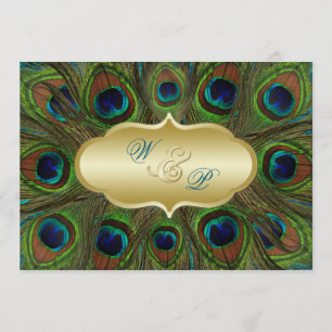 O pavão Dourado empluma-se o convite do casamento