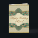 O pavão empluma-se cartões de aniversário da mãe<br><div class="desc">É 100% PERSONALIZADO. ADICIONE SEUS FOTO & TEXTO, MUDE CORES & PIA BATISMAL, ESTILO SELETO ... .. está TOTALMENTE LIVRE JOGAR AO REDOR PARA VIR ACIMA COM SUA PRÓPRIA CRIAÇÃO FANTÁSTICA ORIGINAL Visite minhas lojas de Zazzle em linha para encontrar uns presentes e uns artigos de papelaria feitos sob encomenda...</div>