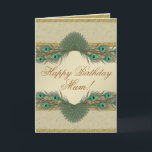 O pavão empluma-se cartões de aniversário da mãe<br><div class="desc">É 100% PERSONALIZADO. ADICIONE SEUS FOTO & TEXTO, MUDE CORES & PIA BATISMAL, ESTILO SELETO ... .. está TOTALMENTE LIVRE JOGAR AO REDOR PARA VIR ACIMA COM SUA PRÓPRIA CRIAÇÃO FANTÁSTICA ORIGINAL Visite minhas lojas de Zazzle em linha para encontrar uns presentes e uns artigos de papelaria feitos sob encomenda...</div>