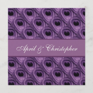 O pavão roxo empluma-se o convite quadrado do