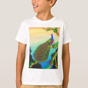 O pavão verde exótico caçoa o t-shirt