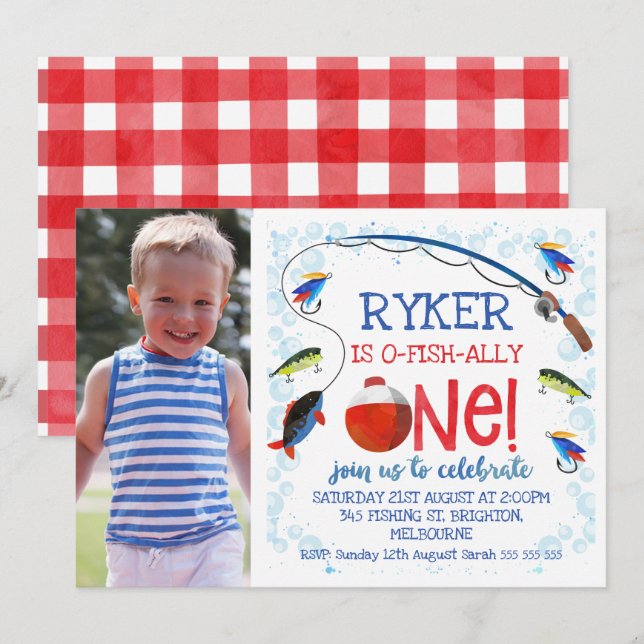 O-peixe-aliado um convite do aniversário (Frente/Verso)