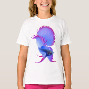 O peixe azul de Betta caçoa o t-shirt da campainh