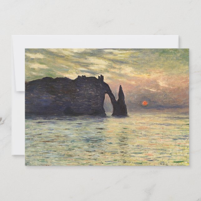 O Penhasco Etretat, Pôr do Sol por Claude Monet (Frente)