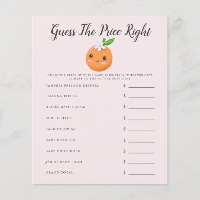 O Pequeno Chá de fraldas Rosa Imagina O Preço (Frente)