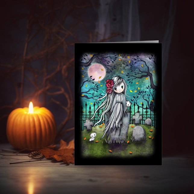 O Pequeno Fantasma Cute Halloween Arte Cartão (Criador carregado)
