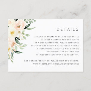 O pêssego floral cora cartão da informação dos