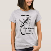 O piano é onde meu t-shirt cómico do coração