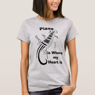 O piano é onde meu t-shirt cómico do coração