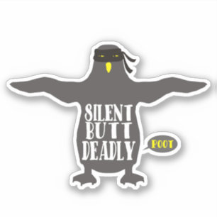 o pinguim engraçado do ninja fart etiqueta
