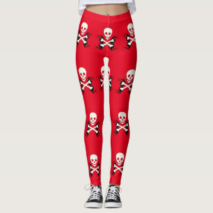 O pirata desossa o leggings com caveira