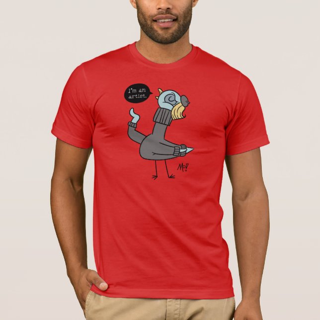 O pombo I é uma camisa vermelha masculina (Frente)