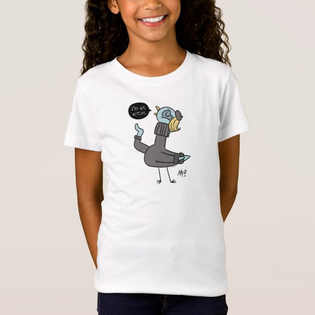 O Pombo I'm Artist Girls White T-Shirt (Frente)