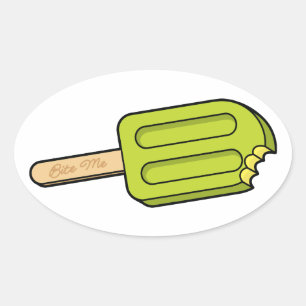 O Popsicle do limão morde-me etiquetas ovais