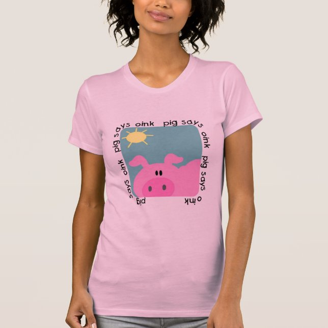 O porco diz Oink o camiseta e os presentes (Frente)