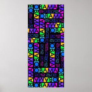 O poster 2012, 14 x 32 colorido de OBAMA avança